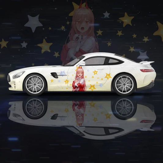 Chainsaw Man Anime Car Wrap – Power Ciel Étoilé Décalque Voiture