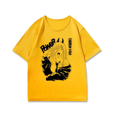 Chainsaw Man T-Shirt Graphique – Power Édition Jaune