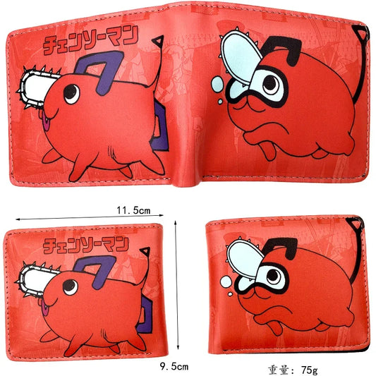Cartera Chainsaw Man – Pochita Gigante Ilustrado Rojo Kawaii Cuero Suave Bifold