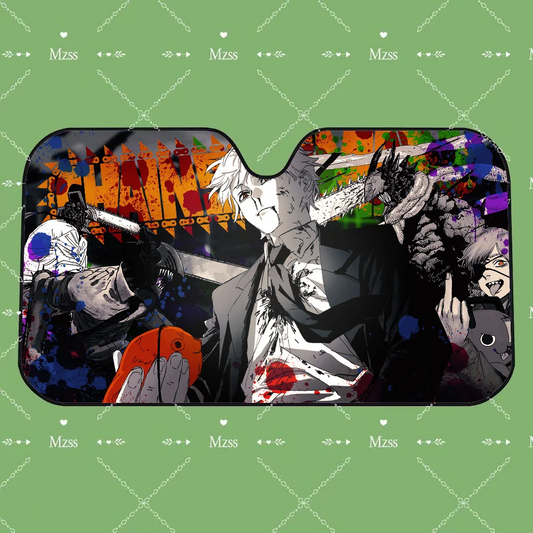 Chainsaw Man Car Sunshade – Bataille Monochrome Pare-soleil