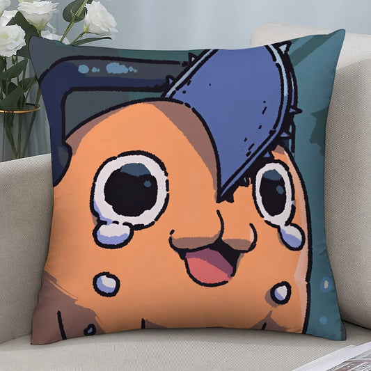 Chainsaw Man Coussin Décoratif – Pochita Mignon Édition Bonnet Bleu
