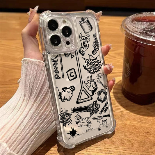 Chainsaw Man Coque iPhone – Power Doodles Multi Étui Transparent