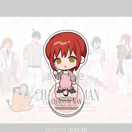Chainsaw Man Porte-Clés – Makima Chibi Cheveux Roux Tenue Rose Pastel Acrylique Film Reze Arc