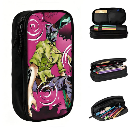 Chainsaw Man Trousse Kawaii – Démon Violet Combat Pochette Scolaire