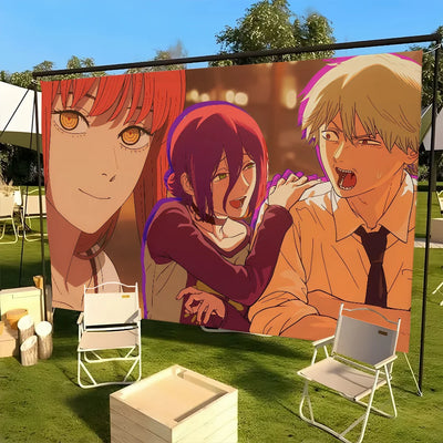 Chainsaw Man Bannière Drapeau – Reze, Makima & Denji Trio Édition Groupe