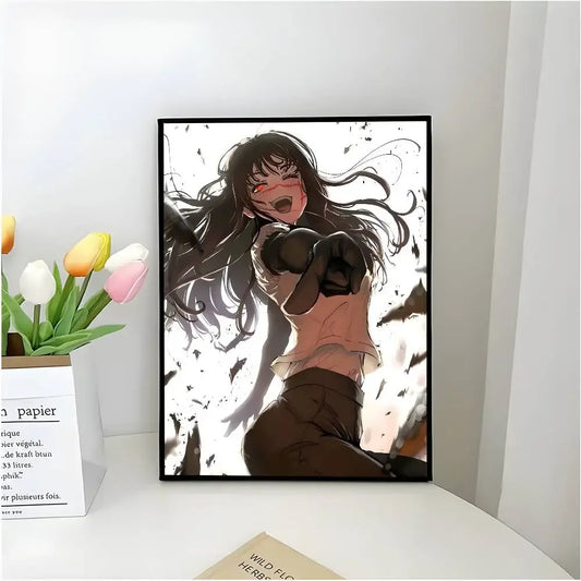 Chainsaw Man Affiche Poster – Asa Mitaka Cicatrice Rouge Style Sombre