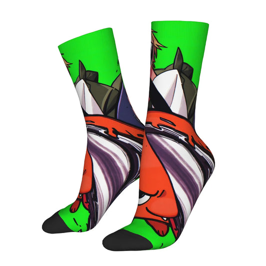 Chainsaw Man Printed Socks – Pochita Green Edition