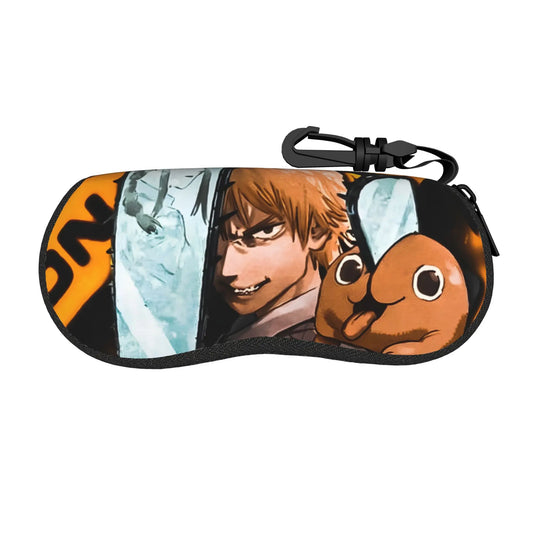 Chainsaw Man Étui à Lunettes – Denji & Pochita Bleu Pochette Zippée
