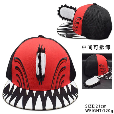 Chainsaw Man Casquette 3D – Denji Tronçonneuse Édition Rouge & Noir