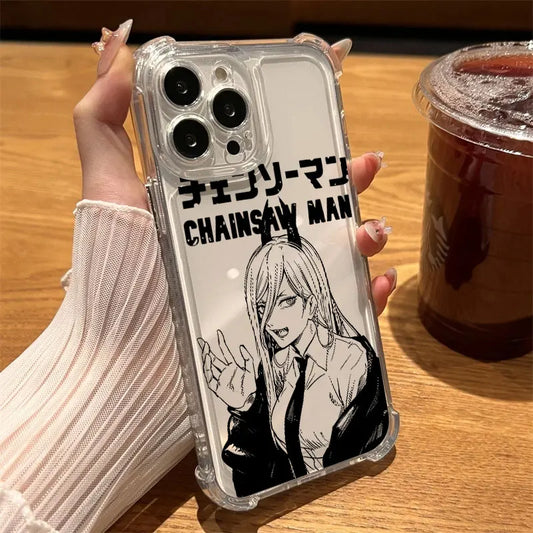 Chainsaw Man Coque iPhone – Power Logo Étui Transparent