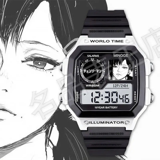 Chainsaw Man Montre Universelle – Reze Regard Intense Style Sketch Noir et Blanc