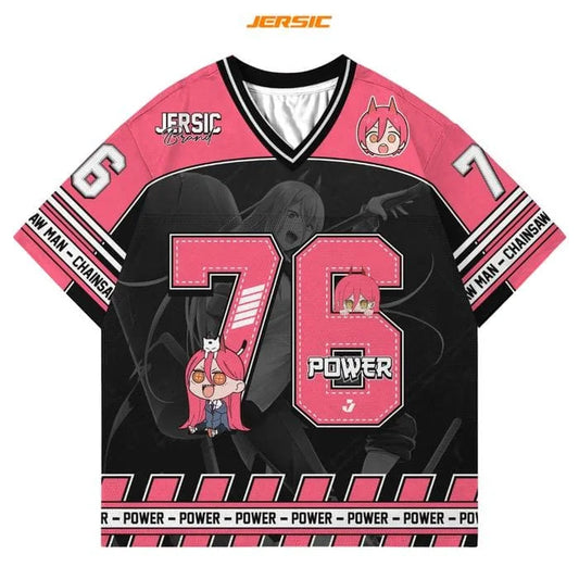 Chainsaw Man Maillot Jersey – Power Numéro 76 Édition Rose