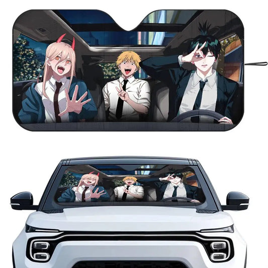 Chainsaw Man Car Sunshade – Trio Devil Hunters Pare-soleil