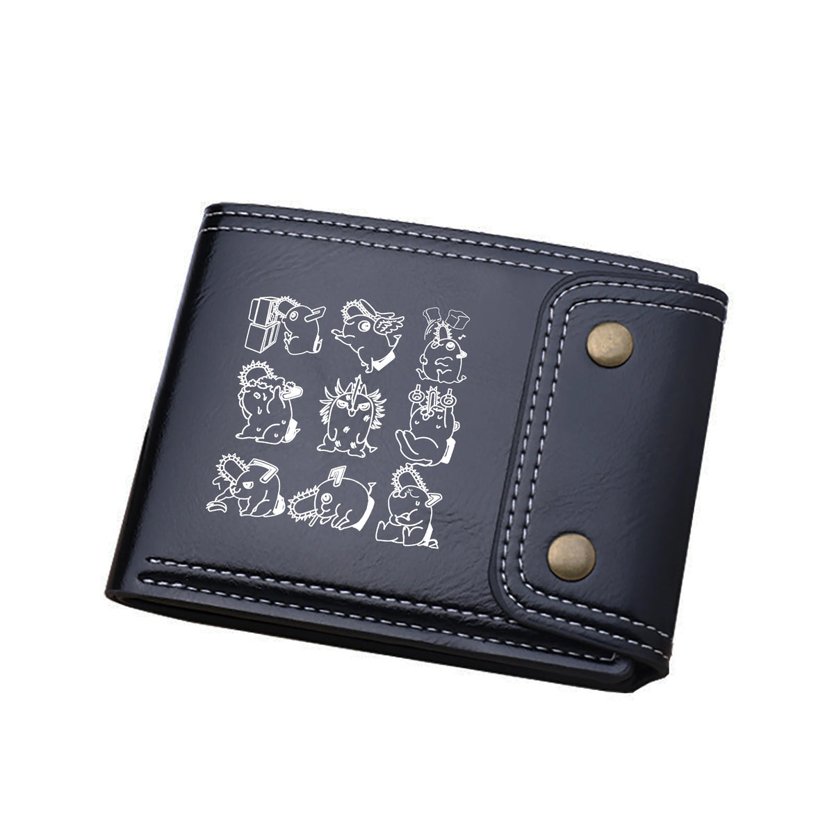 Chainsaw Man Portefeuille – Groupe de Personnages Chibi Collection Gravure Cuir Noir