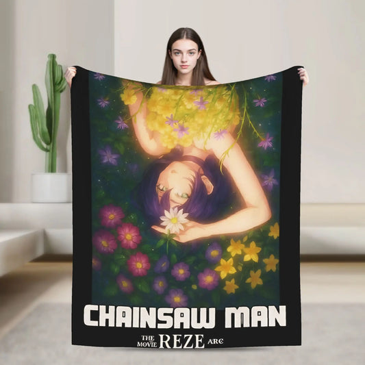 Chainsaw Man Plaid Couverture – Reze Fleurs Lumineuses Édition Film