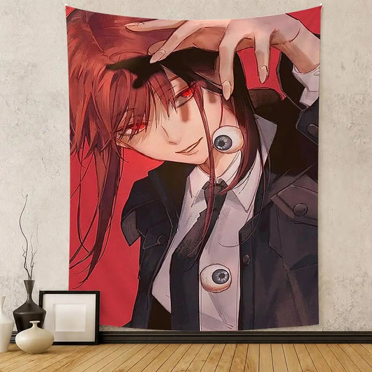 Chainsaw Man Tapisserie Murale – Makima Portrait Rouge Édition Élégante