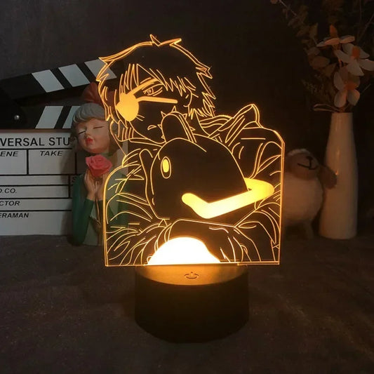 Chainsaw Man Lampe LED Gravée – Pochita Clap Cinéma Édition Lumineuse