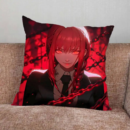Chainsaw Man Coussin Décoratif – Makima Chaînes Rouge Édition Sombre
