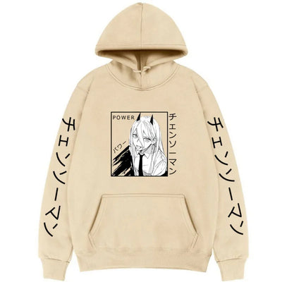Chainsaw Man Sweat à Capuche – Power Édition Beige