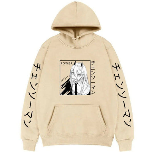 Chainsaw Man Sweat à Capuche – Power Édition Beige