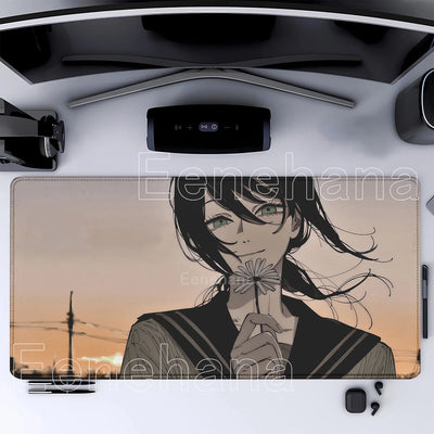 Chainsaw Man Tapis de Souris – Reze au Coucher de Soleil Grand Format Bureau