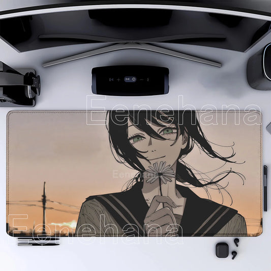 Chainsaw Man Tapis de Souris – Reze au Coucher de Soleil Grand Format Bureau