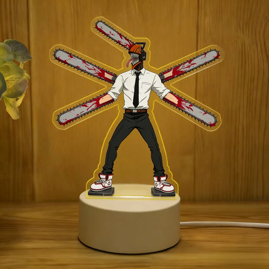 Chainsaw Man Lampe LED Figurine – Denji Tronçonneuse Combat Édition Lumineuse