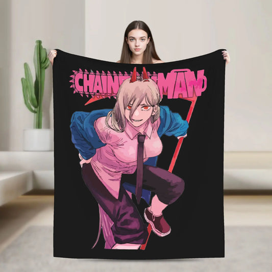 Chainsaw Man Plaid Couverture – Power Tronçonneuse Rose Édition Manga