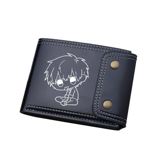 Chainsaw Man Cartera – Denji Grabado Minimalista Cuero Negro
