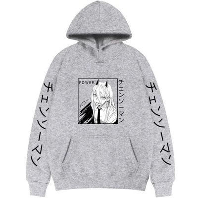 Chainsaw Man Sweat à Capuche – Power Édition Gris