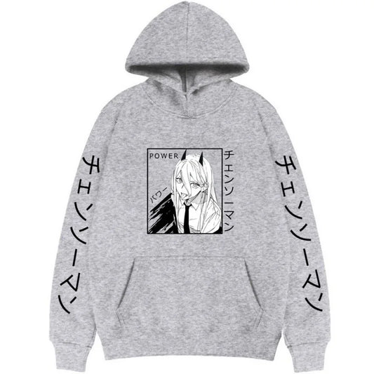 Chainsaw Man Sweat à Capuche – Power Édition Gris