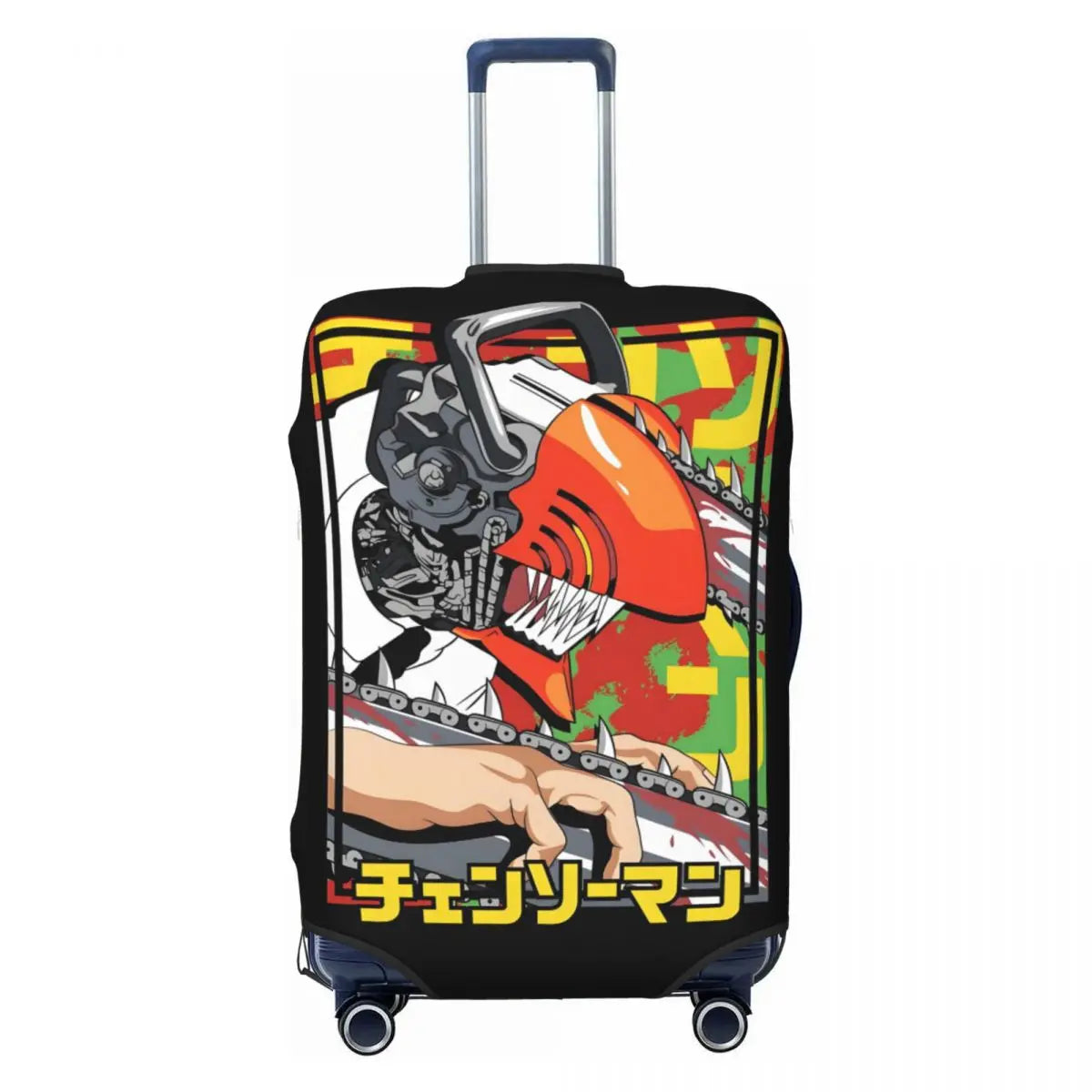 Chainsaw Man Housse de Valise – Denji Devil Combat Jaune et Vert Style Manga