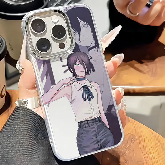Chainsaw Man Coque Google – Reze Violet Rose Étui Transparent