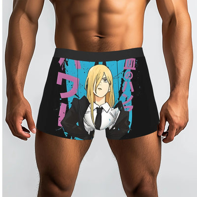 Chainsaw Man Boxer Homme – Power Édition Doodle Bleue