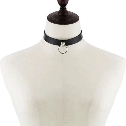 Collar Chainsaw Man – Anillo Plateado Negro Estilo Gótico de Reze