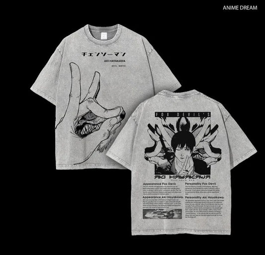 Chainsaw Man T-Shirt Graphique – Aki Hayakawa Édition Grise