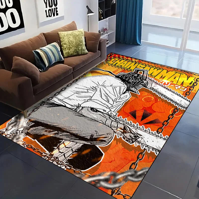 Chainsaw Man Washable Rug - Denji Chainsaw Orange Comic Edition