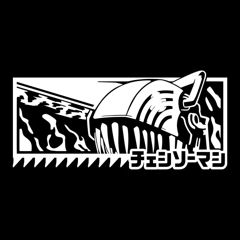 Chainsaw Man Logo Sticker – Denji Noir/Blanc Décalque Voiture JDM