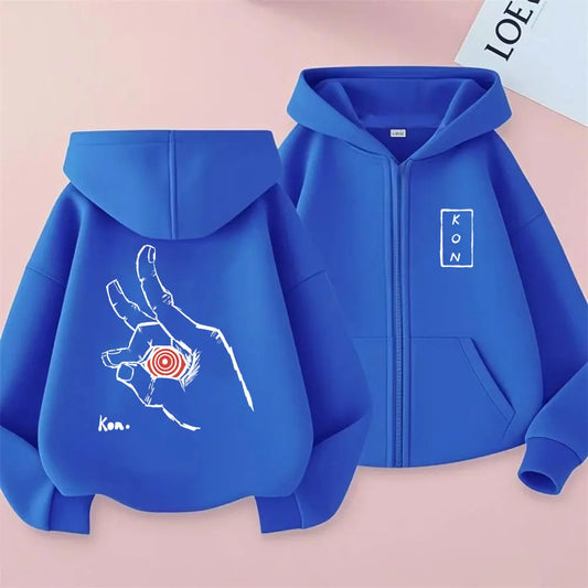Chainsaw Man Sweat à Capuche Zippé – Symbole Main Édition Bleu