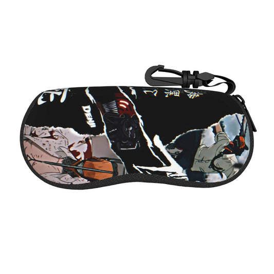 Chainsaw Man Étui à Lunettes – Personnages Collage Noir Pochette Zippée